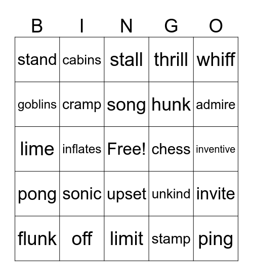 Fundations Bingo Card