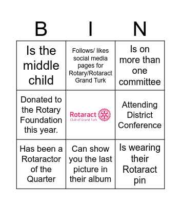 Rotaract Meeting Bingo Card