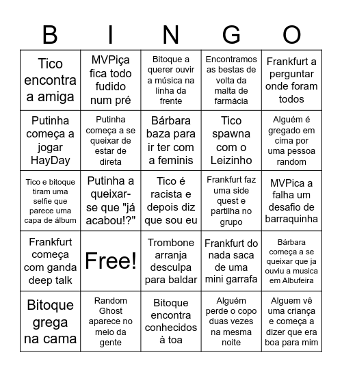 Bingo SA Cagão Bingo Card