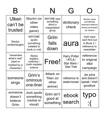 An Ocean of Others Ch 28 Bingo Card