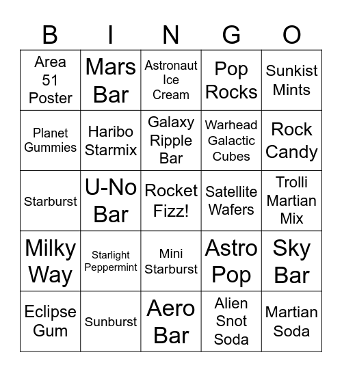 Rocket Fizz Eclipse Bingo Card