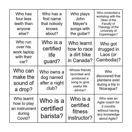 Transforming Business Bingo Card