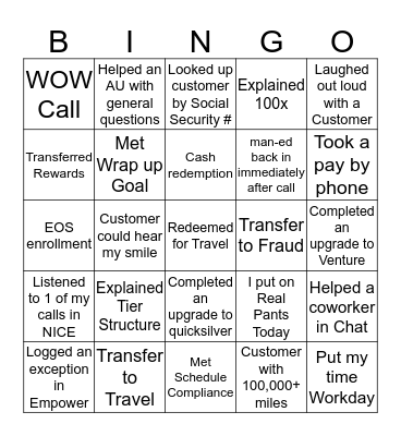 Rockin' BINGO Card