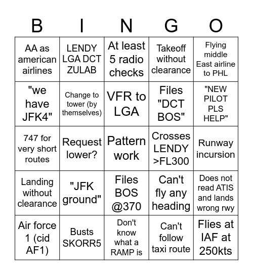 JFK BINGO Card