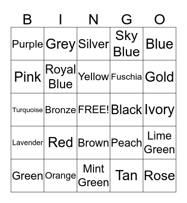 Hugh's Color Bingo Card