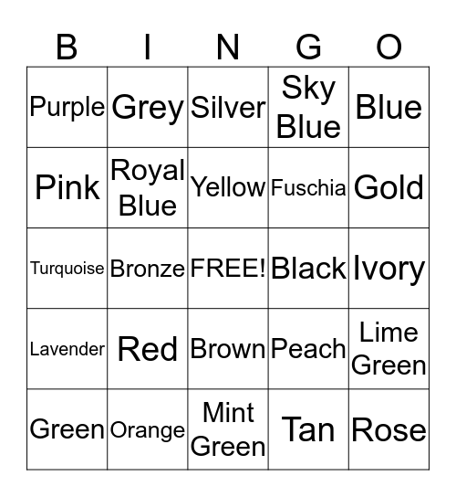 Hugh's Color Bingo Card