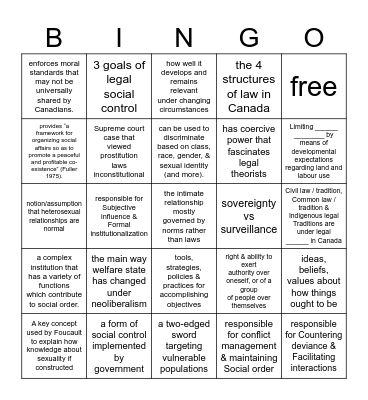 SOC211 W12 Bingo by Hope Love Robes Bingo Card