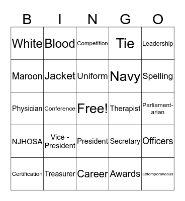 HOSA Bingo Card