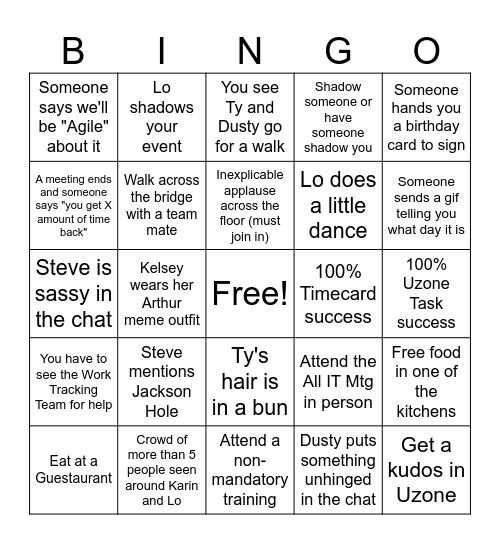 Sweet N Lo Bingo Card