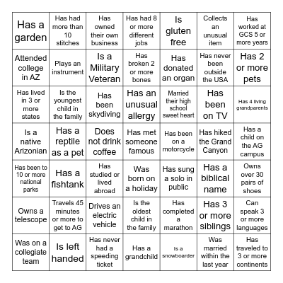 CONNECT FOUR Bingo Card