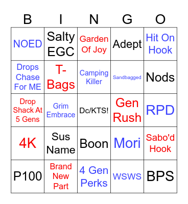 Dead By Daylight Bingo Card