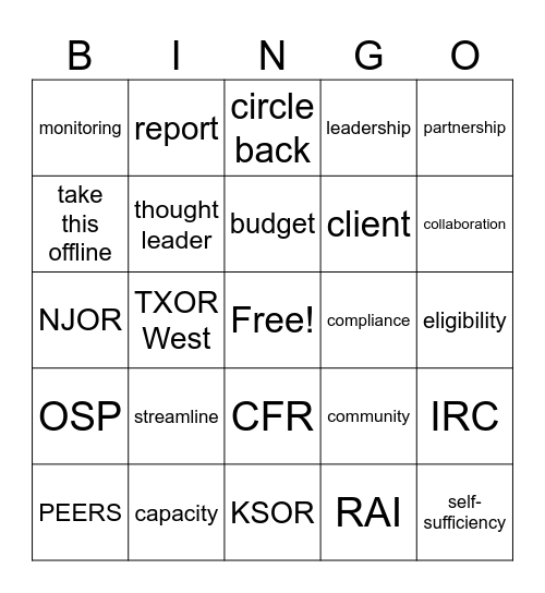 OSP Convening Bingo Card