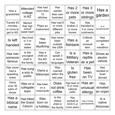 CONNECT FOUR Bingo Card