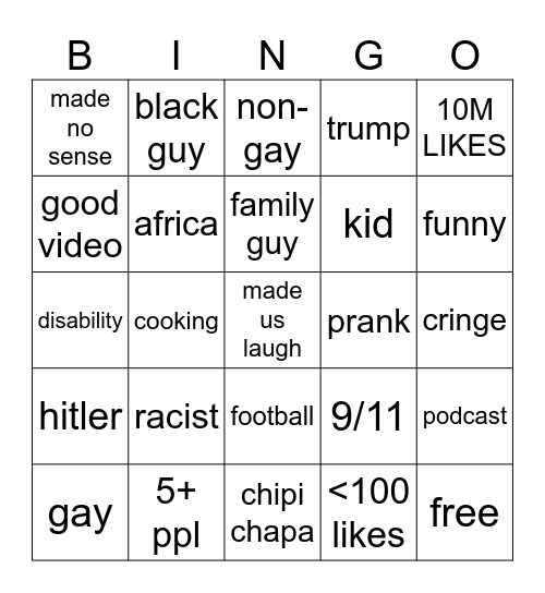 intsagram reels bingo Card