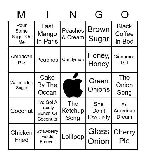 You Got Cravings Bingo Card