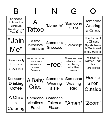 Holy Humor Bingo Card