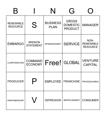 Business Bingo Card