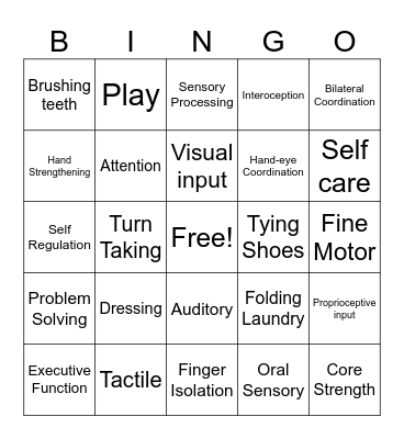 OCCUPATIONAL THERAPY BINGO Card