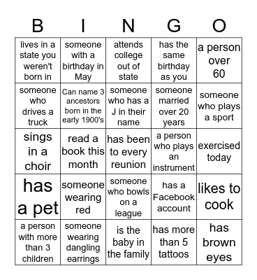 HOLT FAMILY Bingo Card
