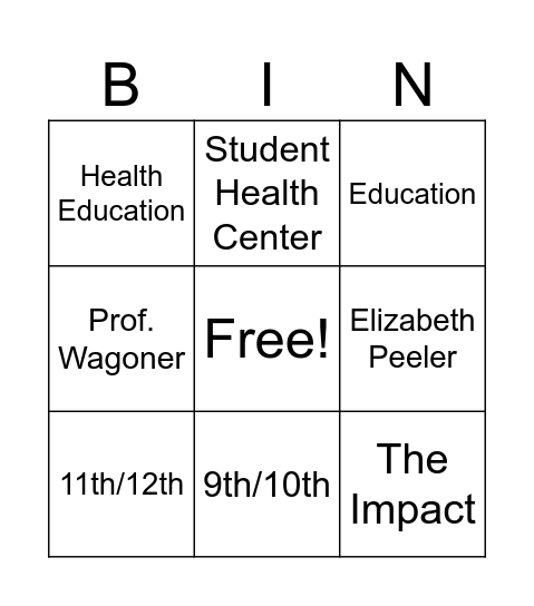 HE/P In Colleges and Universities Bingo Card