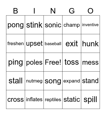 Fundations Bingo Card