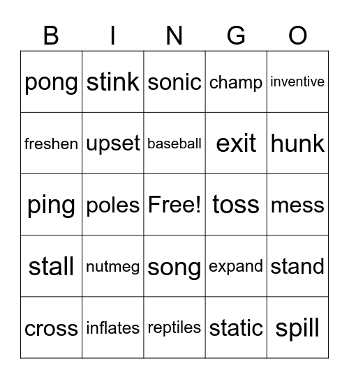Fundations Bingo Card