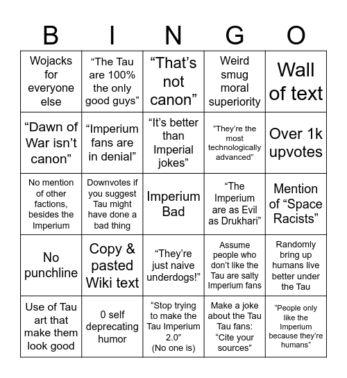 Tau Meme Post Bingo Card Bingo Card