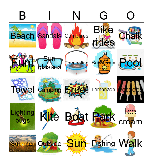 Summer fun Bingo Card