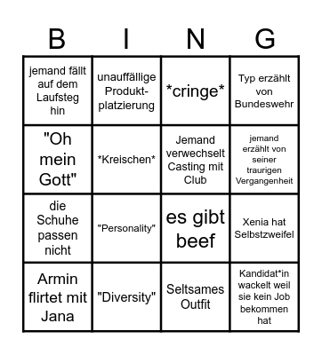 GNTM 2024 Bingo Card