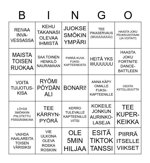 JÄYNÄBINGO Card