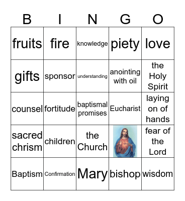 Confirmation Bingo Card