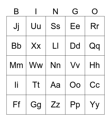 Alphabet Bingo Card