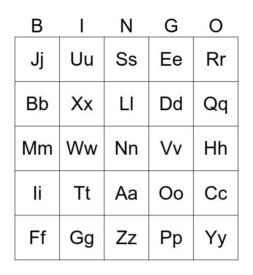 Alphabet Bingo Card