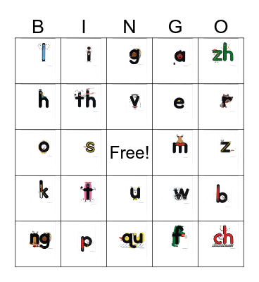 Lively Letters Bingo Card