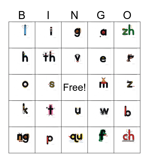 Lively Letters Bingo Card