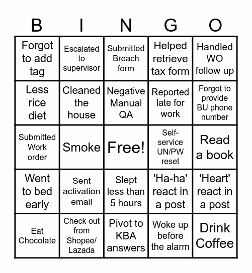 ADULTING B-I-N-G-O Bingo Card