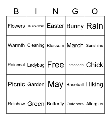 Spring Bingo Card