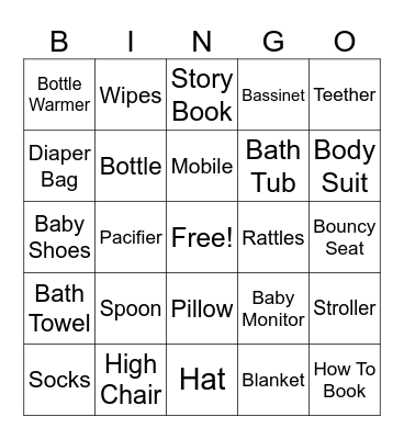 Baby Shower Bingo Card