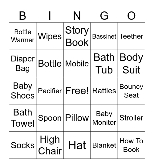 Baby Shower Bingo Card