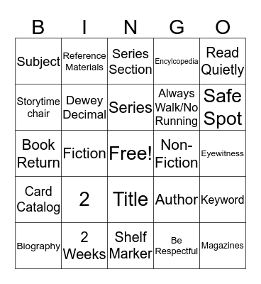 Library Bingo Card