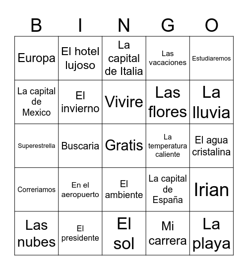 Español 3 Bingo Card