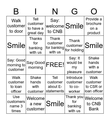 CNB BINGO Card