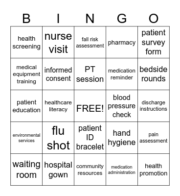 patient/resident experience week Bingo Card