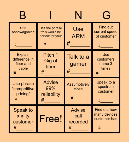 BrightSpeed BINGO Card