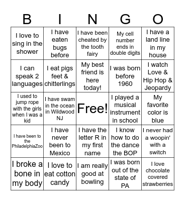 FAMILY BINGO Card