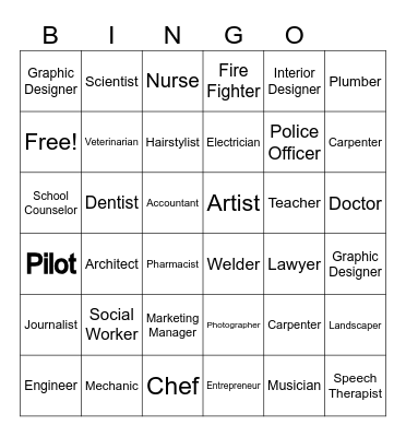 Career Bingo Card