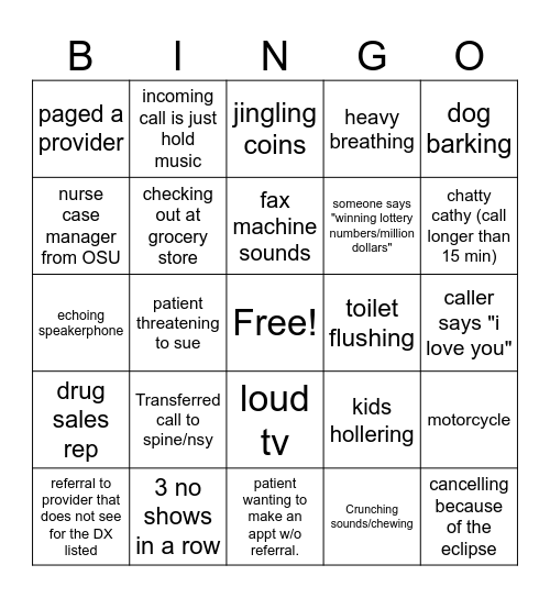 Neurology Bingo Card