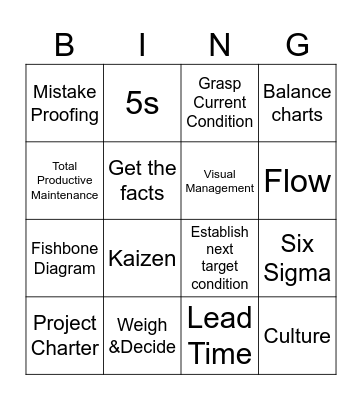 Lean LINGO BINGO Card
