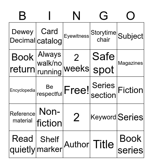 Library Bingo Card