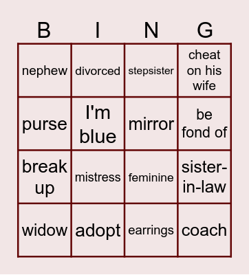 Family Bingo Card